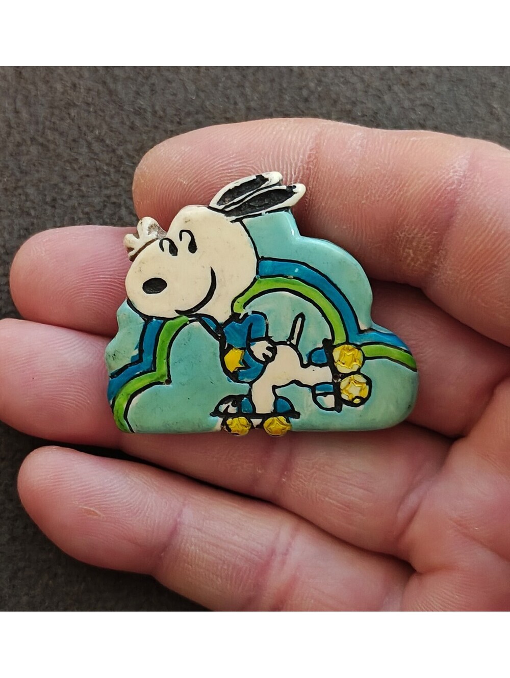 1970s Peanuts Snoopy Roller Skating Enamel Pin